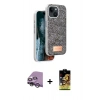 MARSİLYAN™- iPhone 14 Kılıf Vadi Klasik Serisi - Siyah Buffer Cam Ekran Koruyucu + Raze Metal Kamera Lens - GS