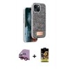 MARSİLYAN™- iPhone 14 Kılıf Vadi Klasik Serisi - Siyah Buffer Cam Ekran Koruyucu + Raze Metal Kamera Lens - KI