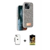 MARSİLYAN™- iPhone 14 Kılıf Vadi Klasik Serisi - Siyah Buffer Cam Ekran Koruyucu + Shine Kamera Lens - GI
