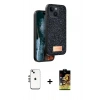 MARSİLYAN™- iPhone 14 Kılıf Vadi Klasik Serisi - Siyah Buffer Cam Ekran Koruyucu + Shine Kamera Lens - GS