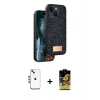 MARSİLYAN™- iPhone 14 Kılıf Vadi Klasik Serisi - Siyah Buffer Cam Ekran Koruyucu + Shine Kamera Lens - MI