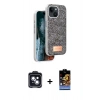 MARSİLYAN™- iPhone 14 Kılıf Vadi Klasik Serisi - Siyah Buffer Hayalet Cam Ekran Koruyucu + PVD Metal Kamera Lens - SH