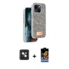 MARSİLYAN™- iPhone 14 Kılıf Vadi Klasik Serisi - Siyah Buffer Hayalet Cam Ekran Koruyucu + PVD Metal Kamera Lens - PE