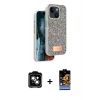 MARSİLYAN™- iPhone 14 Kılıf Vadi Klasik Serisi - Siyah Buffer Hayalet Cam Ekran Koruyucu + PVD Metal Kamera Lens - TU