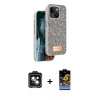 MARSİLYAN™- iPhone 14 Kılıf Vadi Klasik Serisi - Siyah Buffer Hayalet Cam Ekran Koruyucu + PVD Metal Kamera Lens - SH