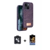 MARSİLYAN™- iPhone 14 Kılıf Vadi Klasik Serisi - Siyah Buffer Hayalet Cam Ekran Koruyucu + PVD Metal Kamera Lens - SH