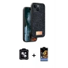 MARSİLYAN™- iPhone 14 Kılıf Vadi Klasik Serisi - Siyah Buffer Hayalet Cam Ekran Koruyucu + PVD Metal Kamera Lens - MI