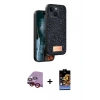 MARSİLYAN™- iPhone 14 Kılıf Vadi Klasik Serisi - Siyah Buffer Hayalet Cam Ekran Koruyucu + Raze Metal Kamera Lens - KI