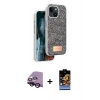 MARSİLYAN™- iPhone 14 Kılıf Vadi Klasik Serisi - Siyah Buffer Hayalet Cam Ekran Koruyucu + Raze Metal Kamera Lens - SH