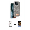 MARSİLYAN™- iPhone 14 Kılıf Vadi Klasik Serisi - Siyah Buffer Hayalet Cam Ekran Koruyucu + Shine Kamera Lens - KI