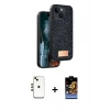 MARSİLYAN™- iPhone 14 Kılıf Vadi Klasik Serisi - Siyah Buffer Hayalet Cam Ekran Koruyucu + Shine Kamera Lens - GD