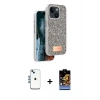 MARSİLYAN™- iPhone 14 Kılıf Vadi Klasik Serisi - Siyah Buffer Hayalet Cam Ekran Koruyucu + Shine Kamera Lens - MI