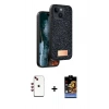 MARSİLYAN™- iPhone 14 Kılıf Vadi Klasik Serisi - Siyah Buffer Hayalet Cam Ekran Koruyucu + Shine Kamera Lens - KI