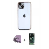 MARSİLYAN™- iPhone 14 Kılıf Vadi Minimal - Şeffaf 360 Full Body Arka Koruyucu + Raze Metal Kamera Lens - GS