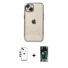 MARSİLYAN™- iPhone 14 Kılıf Vadi Minimal - Şeffaf 360 Full Body Arka Koruyucu + Kırmızı Shine Kamera Lens
