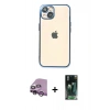 MARSİLYAN™- iPhone 14 Kılıf Vadi Minimal - Şeffaf 360 Full Body Arka Koruyucu + Raze Metal Kamera Lens - MR