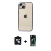 MARSİLYAN™- iPhone 14 Kılıf Vadi Minimal - Şeffaf 360 Full Body Arka Koruyucu + Siyah PVD Metal Kamera Lens