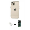 MARSİLYAN™- iPhone 14 Kılıf Vadi Minimal - Şeffaf 360 Full Body Arka Koruyucu + Yeşil Diamond Kamera Lens