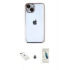 MARSİLYAN™- iPhone 14 Kılıf Vadi Minimal - Şeffaf Pasifik Cam Ekran Koruyucu + Diamond Kamera Lens - SABE