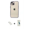 MARSİLYAN™- iPhone 14 Kılıf Vadi Minimal - Şeffaf Pasifik Cam Ekran Koruyucu + Diamond Kamera Lens - SABE