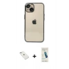 MARSİLYAN™- iPhone 14 Kılıf Vadi Minimal - Şeffaf Pasifik Cam Ekran Koruyucu + Diamond Kamera Lens - SABE