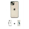 MARSİLYAN™- iPhone 14 Kılıf Vadi Minimal - Şeffaf Pasifik Cam Ekran Koruyucu + Shine Kamera Lens - GI