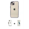 MARSİLYAN™- iPhone 14 Kılıf Vadi Minimal - Şeffaf Pasifik Cam Ekran Koruyucu + Shine Kamera Lens - GD