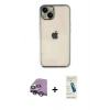 MARSİLYAN™- iPhone 14 Kılıf Vadi Minimal - Şeffaf Pasifik Cam Ekran Koruyucu + Raze Metal Kamera Lens - GS