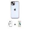 MARSİLYAN™- iPhone 14 Kılıf Vadi Minimal - Şeffaf Pasifik Cam Ekran Koruyucu + Shine Kamera Lens - KI