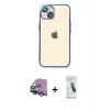 MARSİLYAN™- iPhone 14 Kılıf Vadi Minimal - Şeffaf Pasifik Cam Ekran Koruyucu + Raze Metal Kamera Lens - GS