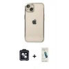 MARSİLYAN™- iPhone 14 Kılıf Vadi Minimal - Şeffaf Pasifik Cam Ekran Koruyucu + PVD Metal Kamera Lens - SH