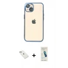 MARSİLYAN™- iPhone 14 Kılıf Vadi Minimal - Şeffaf Pasifik Cam Ekran Koruyucu + Diamond Kamera Lens - YL