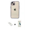 MARSİLYAN™- iPhone 14 Kılıf Vadi Minimal - Şeffaf Pasifik Cam Ekran Koruyucu + Diamond Kamera Lens - YL