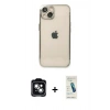 MARSİLYAN™- iPhone 14 Kılıf Vadi Minimal - Şeffaf Pasifik Cam Ekran Koruyucu + PVD Metal Kamera Lens - YL