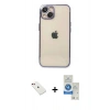 MARSİLYAN™- iPhone 14 Kılıf Vadi Minimal - Şeffaf Royal Nano Ekran Koruyucu + Diamond Kamera Lens - KI