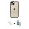 MARSİLYAN™- iPhone 14 Kılıf Vadi Minimal - Şeffaf Royal Nano Ekran Koruyucu + Diamond Kamera Lens - KI