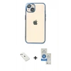 MARSİLYAN™- iPhone 14 Kılıf Vadi Minimal - Şeffaf Royal Nano Ekran Koruyucu + Diamond Kamera Lens - PE