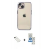 MARSİLYAN™- iPhone 14 Kılıf Vadi Minimal - Şeffaf Royal Nano Ekran Koruyucu + Diamond Kamera Lens - PE