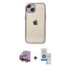 MARSİLYAN™- iPhone 14 Kılıf Vadi Minimal - Şeffaf Royal Nano Ekran Koruyucu + Raze Metal Kamera Lens - KI