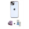MARSİLYAN™- iPhone 14 Kılıf Vadi Minimal - Şeffaf Royal Nano Ekran Koruyucu + Raze Metal Kamera Lens - KI