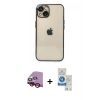 MARSİLYAN™- iPhone 14 Kılıf Vadi Minimal - Şeffaf Royal Nano Ekran Koruyucu + Raze Metal Kamera Lens - KI