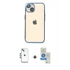 MARSİLYAN™- iPhone 14 Kılıf Vadi Minimal - Şeffaf Royal Nano Ekran Koruyucu + Shine Kamera Lens - MI
