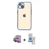 MARSİLYAN™- iPhone 14 Kılıf Vadi Minimal - Şeffaf Royal Nano Ekran Koruyucu + Raze Metal Kamera Lens - MR