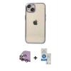 MARSİLYAN™- iPhone 14 Kılıf Vadi Minimal - Şeffaf Royal Nano Ekran Koruyucu + Raze Metal Kamera Lens - MR