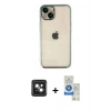 MARSİLYAN™- iPhone 14 Kılıf Vadi Minimal - Şeffaf Royal Nano Ekran Koruyucu + PVD Metal Kamera Lens - PE