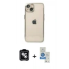 MARSİLYAN™- iPhone 14 Kılıf Vadi Minimal - Şeffaf Royal Nano Ekran Koruyucu + PVD Metal Kamera Lens - GS
