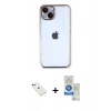 MARSİLYAN™- iPhone 14 Kılıf Vadi Minimal - Şeffaf Royal Nano Ekran Koruyucu + Diamond Kamera Lens - YL