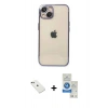 MARSİLYAN™- iPhone 14 Kılıf Vadi Minimal - Şeffaf Royal Nano Ekran Koruyucu + Diamond Kamera Lens - YL