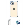 MARSİLYAN™- iPhone 14 Kılıf Vadi Minimal - Siyah 3D Antistatik Cam Ekran Koruyucu + Shine Kamera Lens - MI