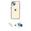 MARSİLYAN™- iPhone 14 Kılıf Vadi Minimal - Siyah 3D Antistatik Cam Ekran Koruyucu + Diamond Kamera Lens - YL